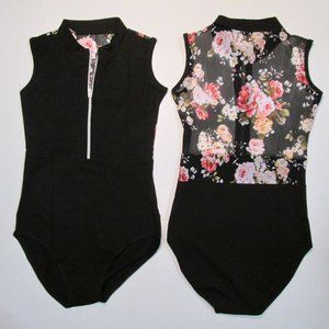Leotard New Black Floral Mesh Size XL - Fits LA Limiles Dance Ballet Costume